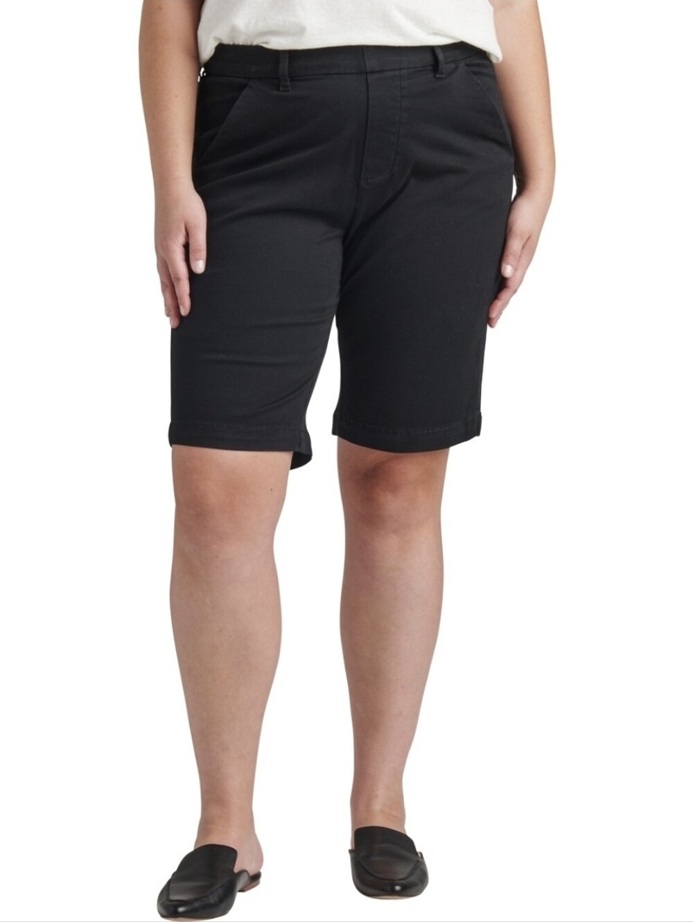 Jag Womens Maddie Bermuda Shorts Black Midrise NWT Size 16W 11 Inch Inseam